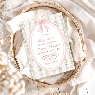 Pink Grandmillenial Vintage Baby Shower Invitation