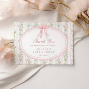 Pink Grandmillenial Vintage Baby Shower Thank You Enclosure Card