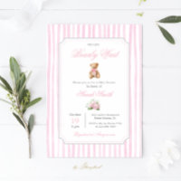 Pink Grandmillennial Teddy Bear Baby Shower Girl