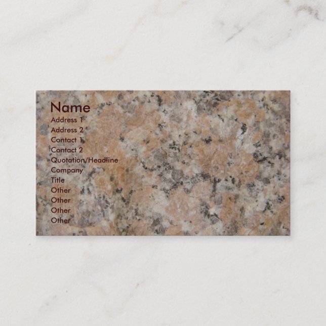 Pink Granite Business Card (Front)