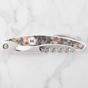 Pink Granite Texture with Monogram Corkscrew