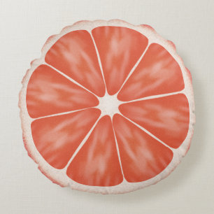 Pink Grapefruit Citrus Fruit Slice Round Cushion