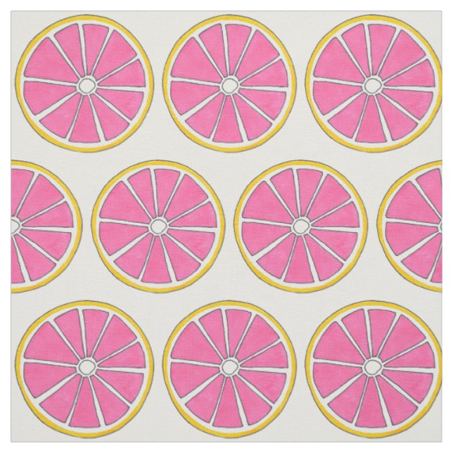 Pink Grapefruit Citrus Fruit Tropical Beach Fruity Fabric (Swatch)