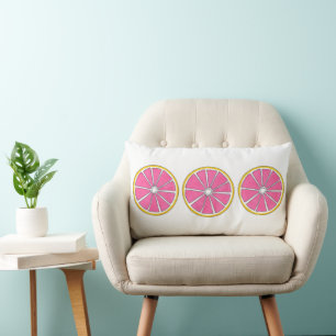 Pink Grapefruit Citrus Grove Fruit Slices  Lumbar Cushion