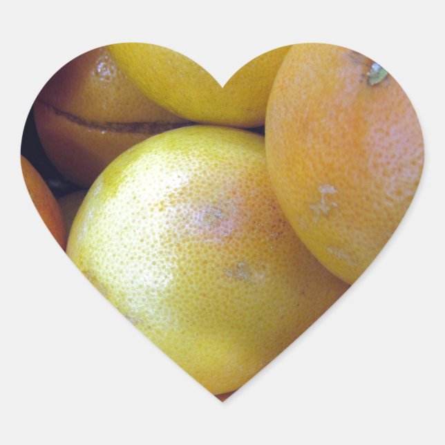 Pink Grapefruit Heart Sticker (Front)