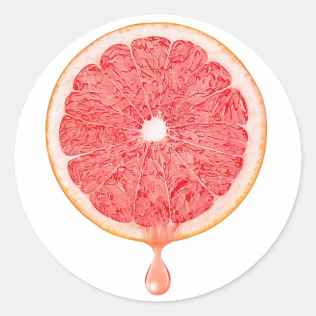 Pink grapefruit juice classic round sticker (Front)