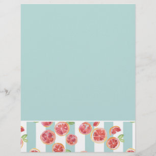 Pink Grapefruit Pattern on Green Stripes