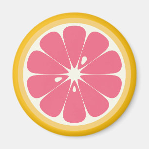 Pink Grapefruit Slice Magnet