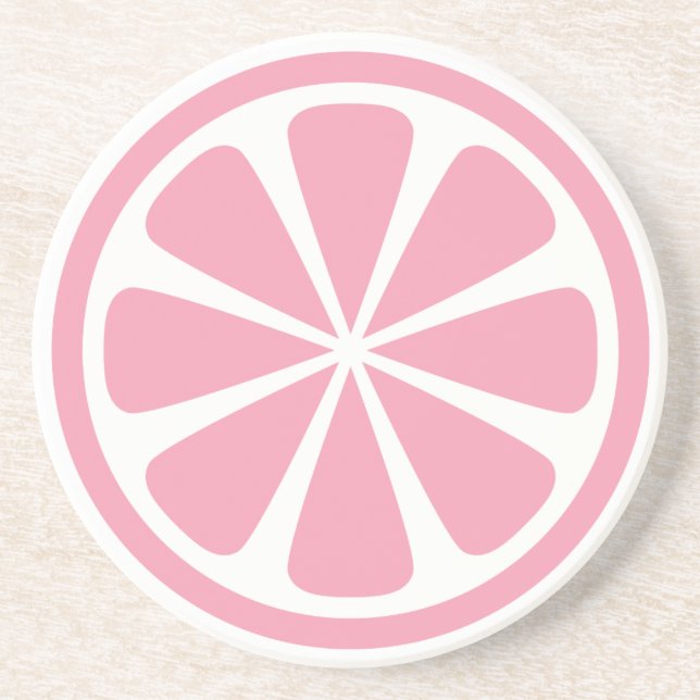 Pink Grapefruit Slice Round Sandstone Coaster (Front)