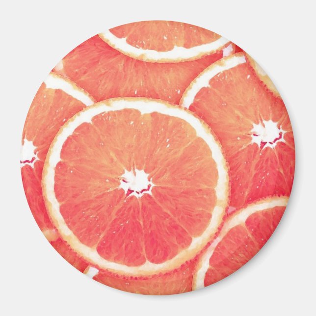 Pink grapefruit slices magnet (Front)