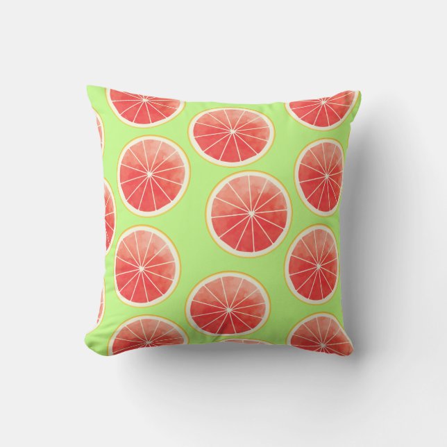 Pink Grapefruit Slices Pattern Cushion (Front)