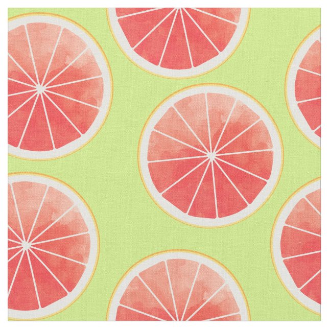 Pink Grapefruit Slices Pattern Fabric (Close Up)