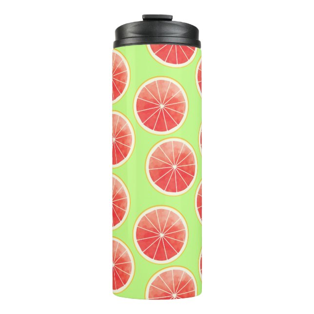 Pink Grapefruit Slices Pattern Thermal Tumbler (Front)