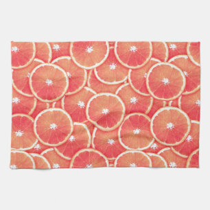 Pink grapefruit slices tea towel