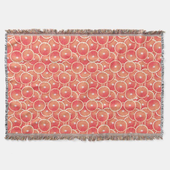 Pink grapefruit slices throw blanket (Front)