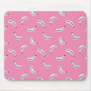 Pink graphic bananas - bold tropical fruit pattern mouse pad