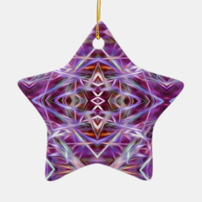 Pink Graphic Mandala Ceramic Tree Decoration (Front)
