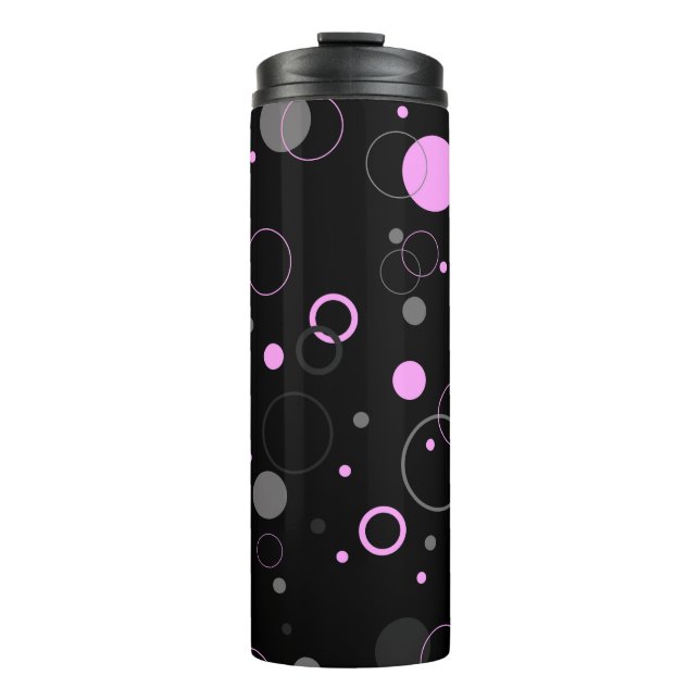 Pink Gray abstract seamless pattern with circles.  Thermal Tumbler (Front)