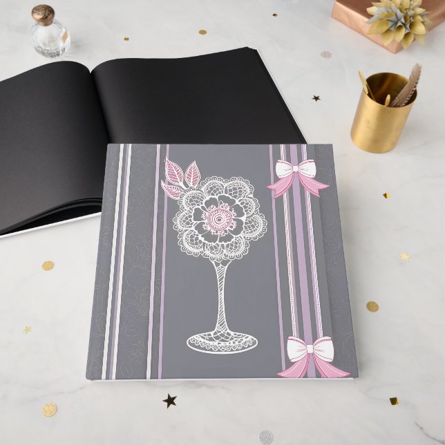 Pink & Gray AI art  Guest Book (Front Open)