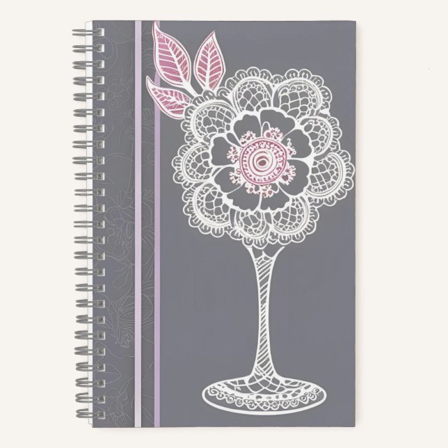 Pink & Gray Ai art  Notebook (Front)