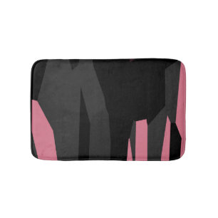 Pink Gray and Black Abstract Bath Mat