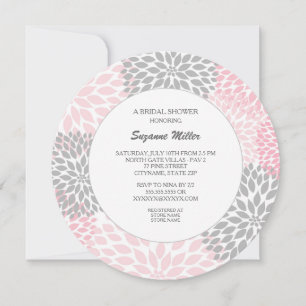 Pink Gray Dahlia Round BRIDAL SHOWER INVITE