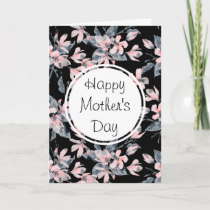 Pink & Gray Floral Watercolor Pattern Mother's Day Card