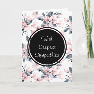 Pink & Gray Floral Watercolour Pattern Sympathy Card