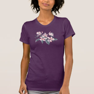 Pink & Gray Flowers Classy Watercolor T-Shirt