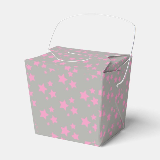 Pink Gray Stars Modern design Favour Box (Front Side)