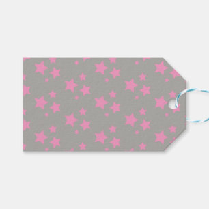 Pink Gray Stars Modern design Gift Tags