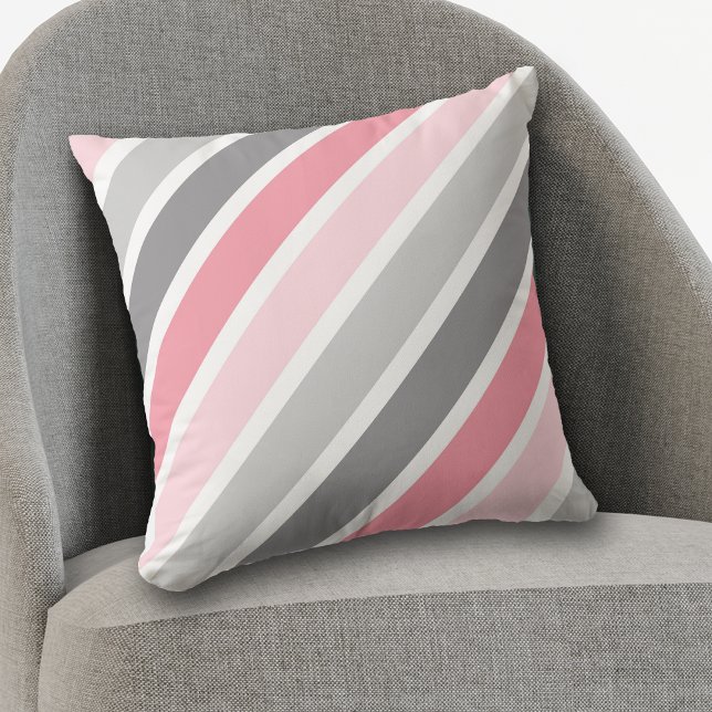 Pink Gray White Giant Stripe Cushion (Creator Uploaded)