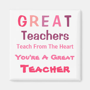 Pink Great Teachers Message Magnet