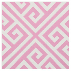 Pink Greek Key Large Scale Fabric