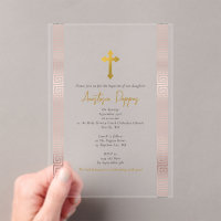 Pink Greek Key Orthodox Christening Girl Baptism 