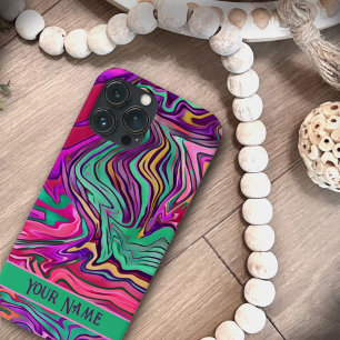 Pink Green Abstract Customized Modern iPhone 13 Pro Max Case