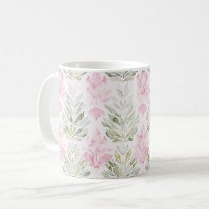 Pink Green Abstract Floral Coffee Mug