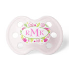 Pink & Green Abstract Flowers Monogram Pacifier