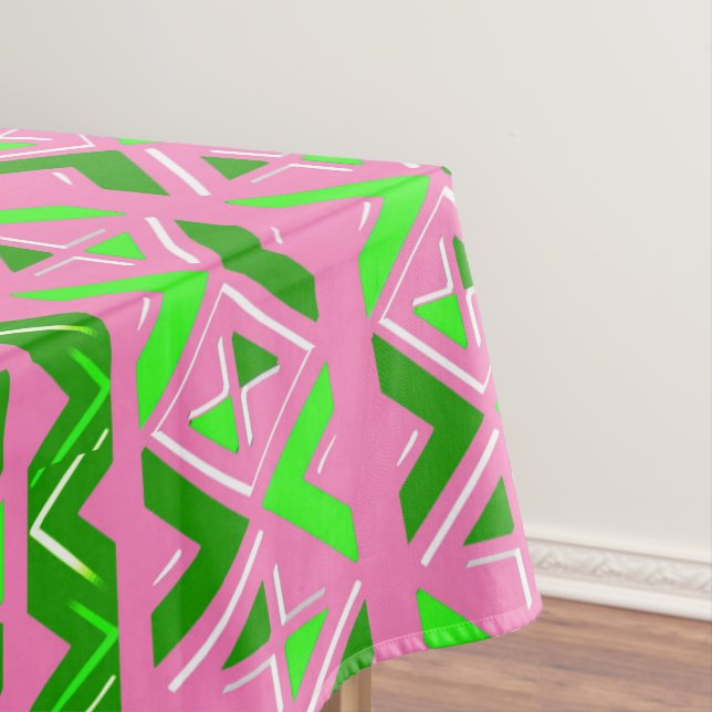 Pink & Green African Pattern Tablecloth (In Situ)