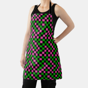 Pink Green And Black Chequered Pattern  Apron