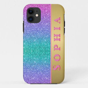 Pink Green and Blue Color Glitter Gradient Texture Case-Mate iPhone Case
