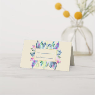 Pink Green and Blue Crystals Place Name  Card