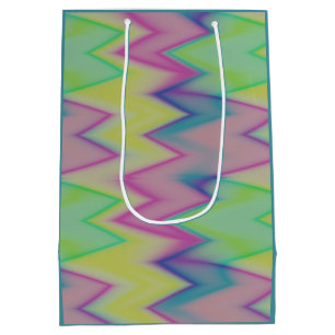 pink green and blue zigzags  medium gift bag