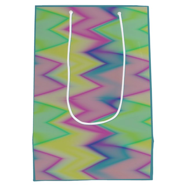 pink green and blue zigzags  medium gift bag (Back)
