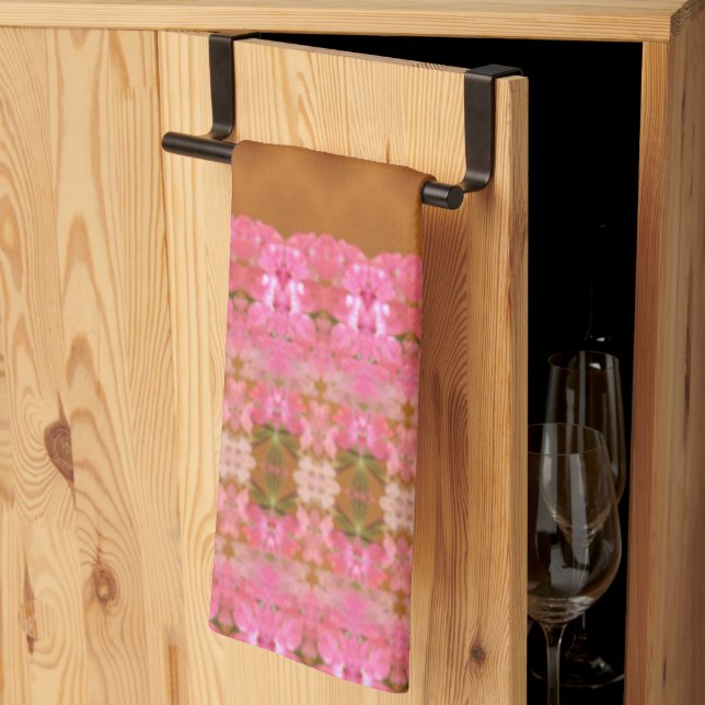 Pink green and gold tea towel (Thirds Fold)