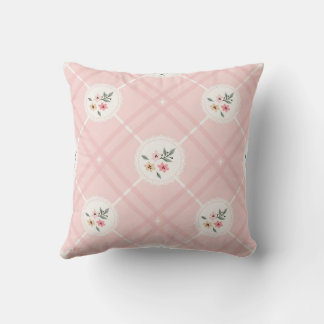 Pink, green, and light yellow, cottage core pillow