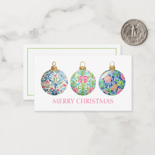 Pink Green and Navy Blue Chinoiserie Christmas Card