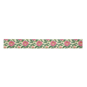 Pink, Green and Yellow Chinoiserie Floral Satin Ribbon