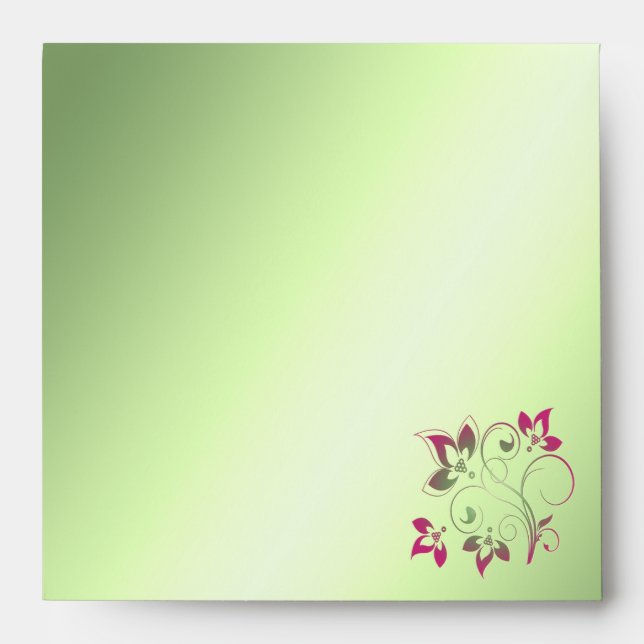 Pink, Green, and Yellow Envelope for Square Invite (Front)