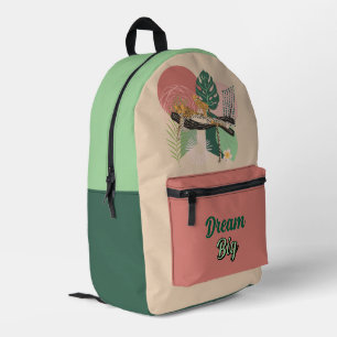 Pink, Green and Yellow Jungle Tropical Abstract Printed Backpack